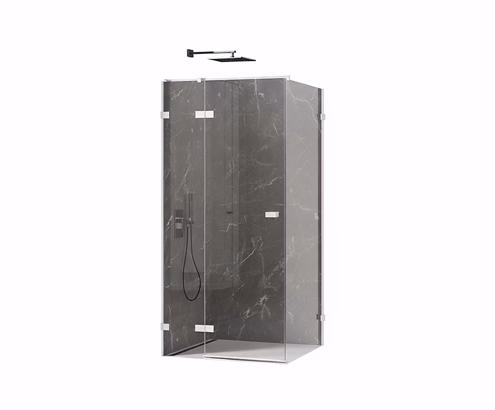 Cabine de douche blanc 120 × 110cm – pivotante gauche SANTORINI WHITE | acces de face