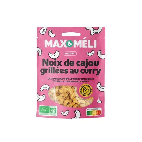 Pour profiter du jardin：Noix de cajou bio grillées au curry Max&Méli - 125 g