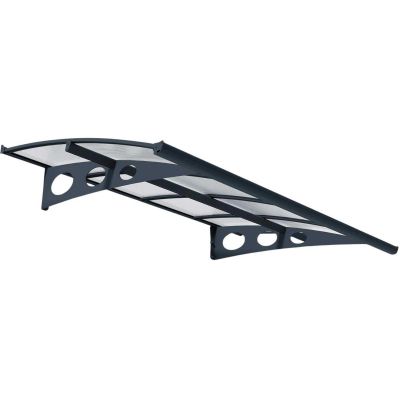 Marquise de porte en aluminium gris et polycarbonate double paroi Herald (223.5 x 139 cm)