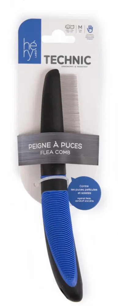 Jardin et confort：Brosse pour chien coloris multicolore peigne à puces Héry Technic - Taille M