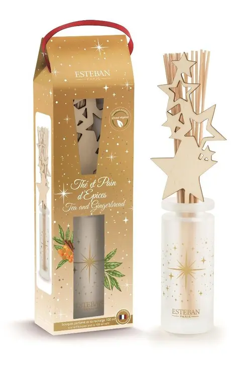 Le petit plus pour l’extérieur:Bouquet parfumé avec sa recharge coloris jaune senteur thé et pain d'épice - 100 ml