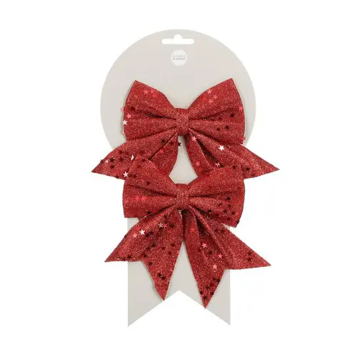 Sélection pour le jardin：Lot de 2 nœuds décoratifs rouges - 12 x 13 cm