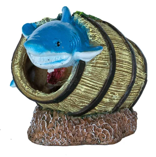 Un essentiel du jardin：Décoration pour aquarium coloris vert Requin dans un Baril SuperFish