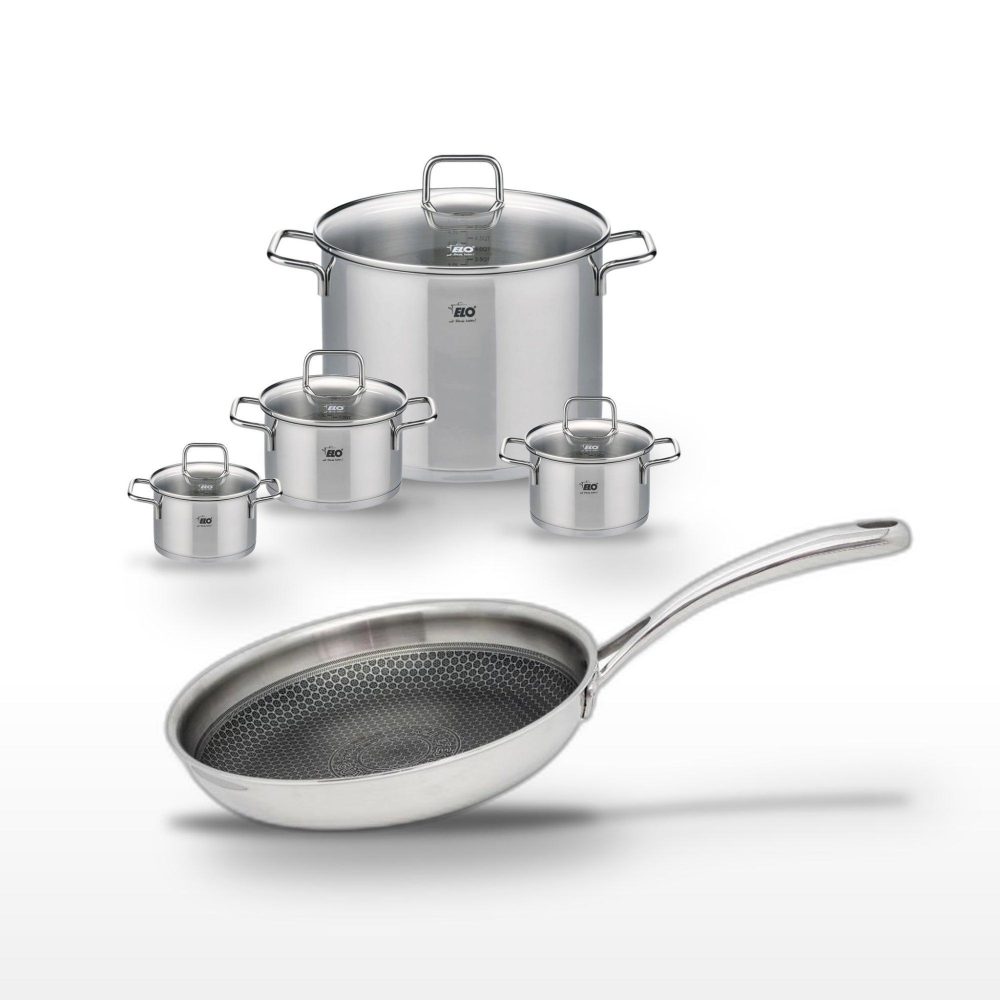 ELO Lot poêle 24 cm & 4 faitouts elo relief evolution