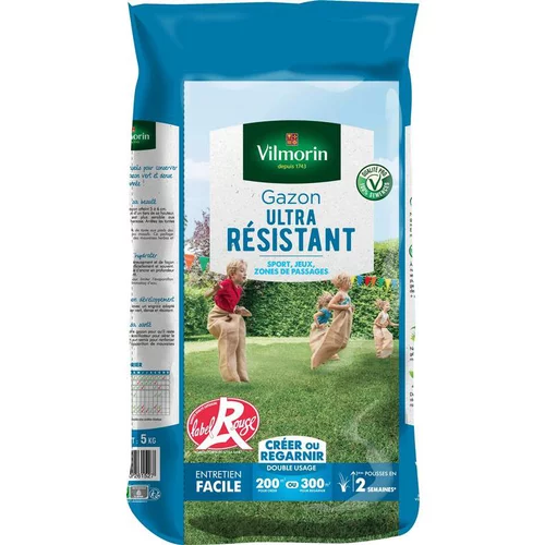 Pour mieux organiser vos extérieurs:Graines de gazon à semer ultra résistant Label Rouge Vilmorin - 5 kg