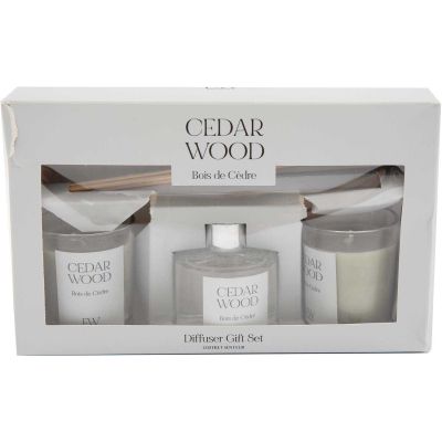 Coffret 2 bougies parfumée et diffuseur 50ml (Senteur Bois de cèdre )