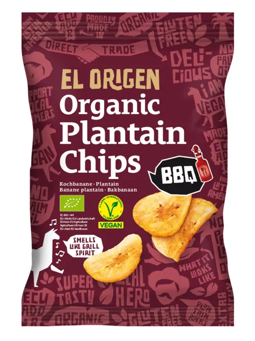 Pour un extérieur à votre image:Chips banane plantain barbecue bio El Origen - 80 g