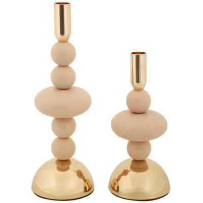 Bougeoir en métal Galaxy (Lot de 2) (Rose et doré)
