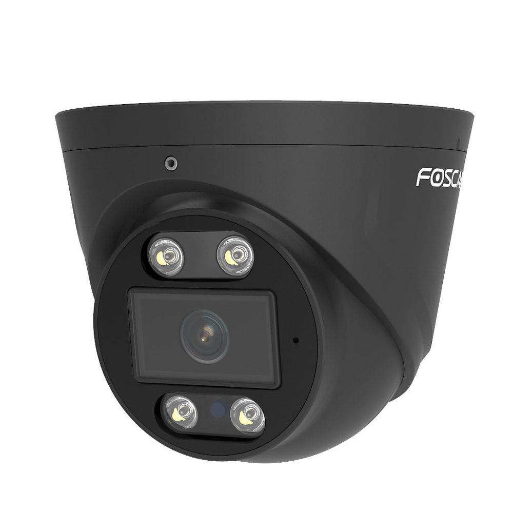 Caméra dôme IP extérieure PoE 5 MP avec spots lumineux et sirène – Foscam T5EP Noir
