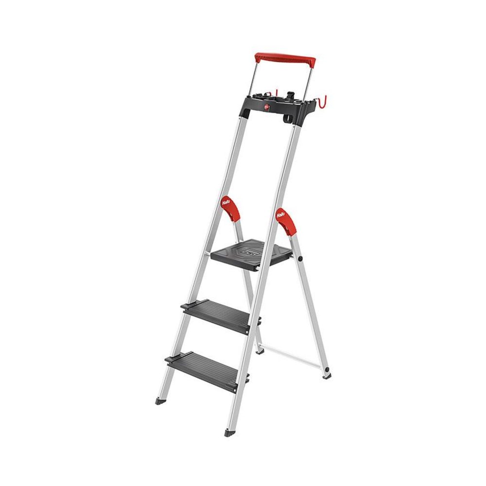 HAILO Escabeau de sécurité pliable en aluminium 3 marches larges hailo l100