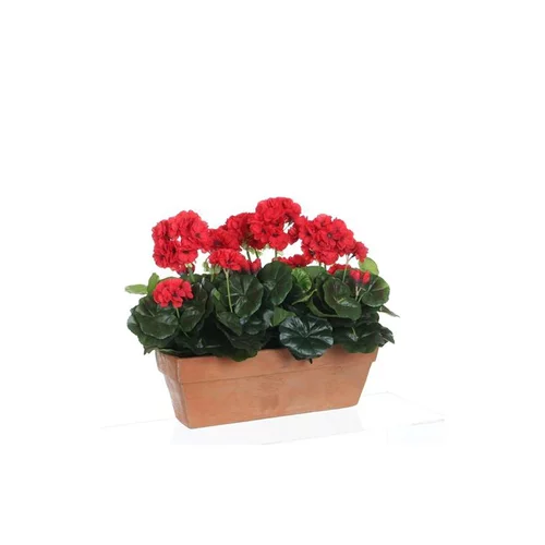 Extérieur nature:Géranium rouge plante artificielle en jardinière Terra 39x13x40 cm