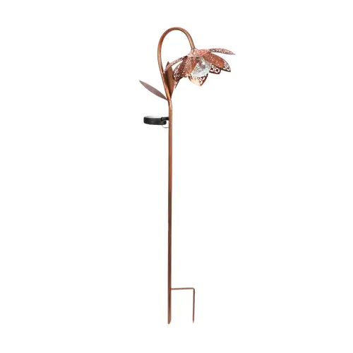 Indispensable au jardin：Balise solaire à piquer forme fleur en métal marron éclairage blanc chaud Smart Garden Damasque - 90 x 26 x 20,5 cm
