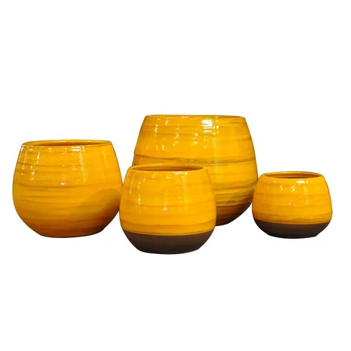 Pour un jardin bien équipé:Pot Cancale Ibiza Sunshine en terre cuite émaillée H 17 x Ø 17 cm