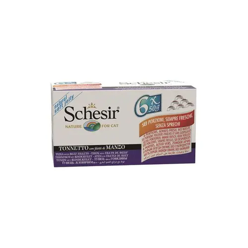 Pour tous vos projets jardin：Pâtée pour chat Schesir au Thon et boeuf Pack de 6 boites de 50 g