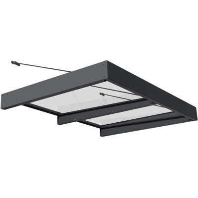 Marquise de porte en aluminium gris et polycarbonate Sophia (140 x 192 cm)