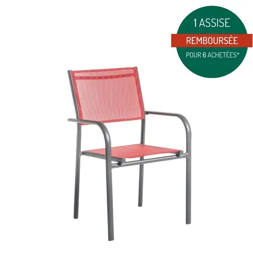 Jardin équipement:Fauteuil Niello coloris rouge 51 x 56 x 87 cm
