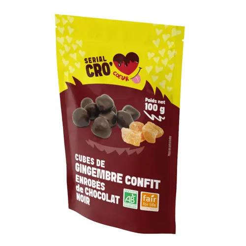 À adopter au jardin：Gingembre cube chocolat noir Serial Crocoeur - 100 g