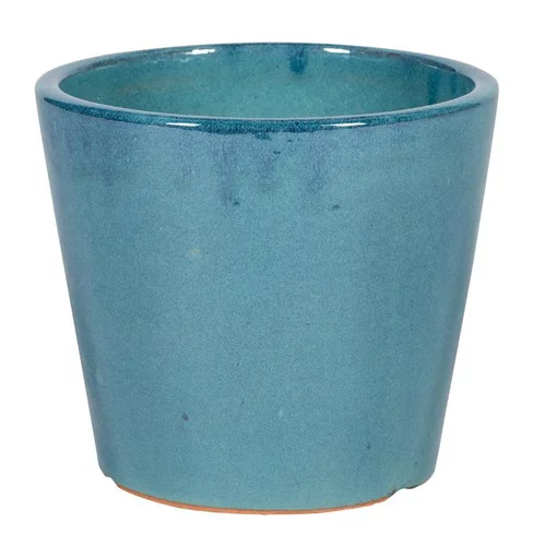 Pour profiter du jardin:Pot rond Shanghai bleu en grès émaillé - Ø 34 x 30 cm