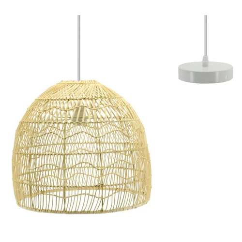 Extérieur malin:Suspension électrifiée en métal et rotin - Ø 40,5 x 35 cm