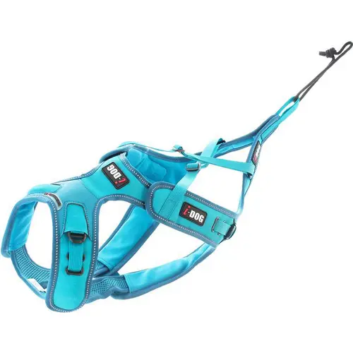 Vie extérieure:Harnais pour chien coloris bleu canicross réglable I-Dog X-Back Phoenix ALM - Taille XL