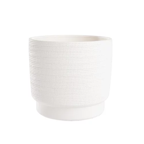 Le petit plus du jardin：Cache-pot coloris blanc Madeira - 17 x 15 cm