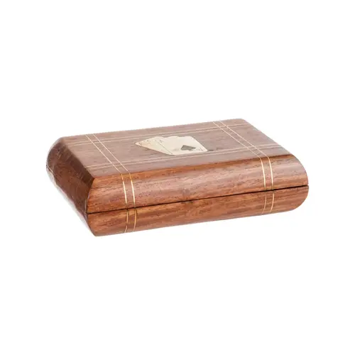 Choix pratique:Boîte de rangement à jeux en bois d’acacia naturel - 15 x 11 x 4,5 cm