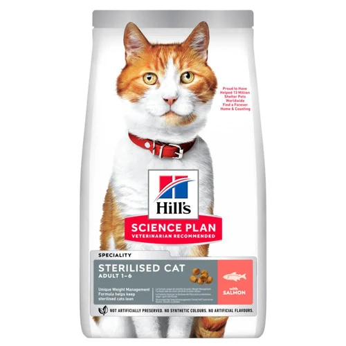 Pour compléter votre jardin:Croquettes pour chat stérilisé au saumon Hill's Science Plan Cat Sterilised - 7 kg