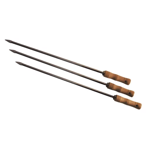 Jardin idée：Piques à brochettes x 3 en acier Oyat Asado - 65 cm