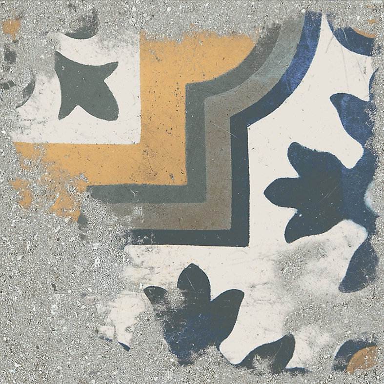Carrelage décor imitation carreaux ciment vieilli 20 × 20 cm CASALE CENERE