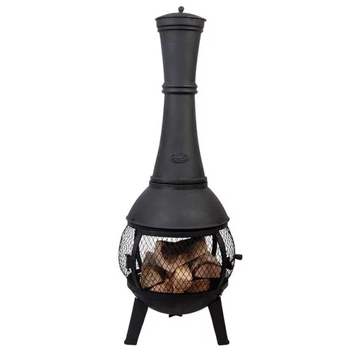 Idéal pour le jardin:Chauffe-terrasse noir avec grillage Ø 42 x 120 cm