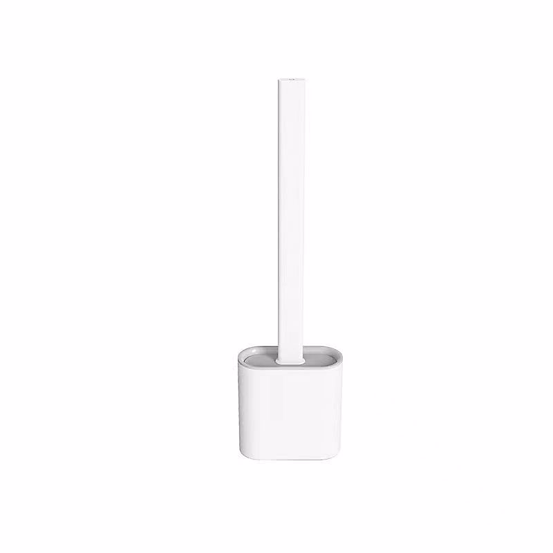 Brosse WC Silicone Plate – Balai WC Montage Mural/au Sol | Salle de Bain et WC Blanc