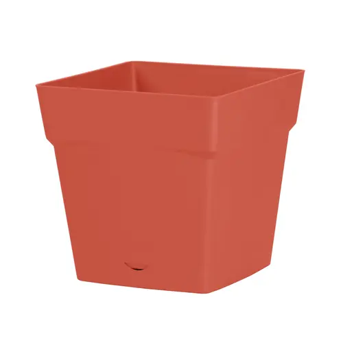 Solution au jardin:Pot carré en plastique coloris terre battue EDA Toscane - 24,8 x 24,8 x 24,6 cm