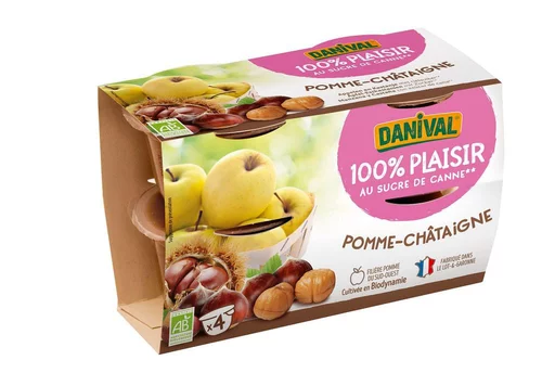 Pratique pour le jardin：Dessert de fruits pomme chataigne bio - 4x 100g
