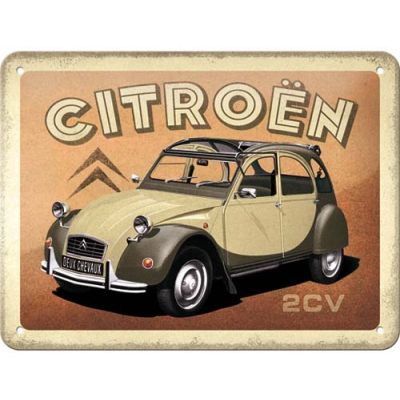 Plaque décorative en métal en relief 20 x 15 cm (Citroën - 2CV)