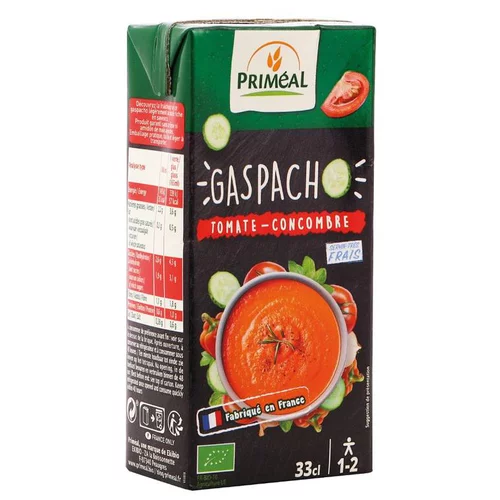 Le choix pour le jardin：Gaspacho tomate concombre bio en briquette de 33 cl