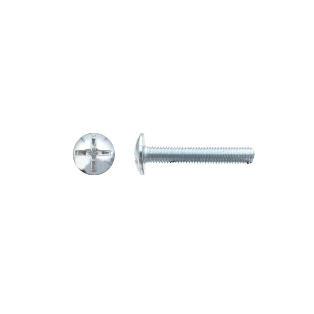 500 Vis Boulons Poêlier Tête Ronde Large Fendue en Croix 4 × 16 mm – NFE 25129, Zingué blanc, D-Work