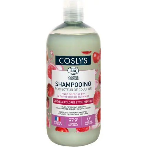 Une solution pratique pour l’extérieur：Shampooing protecteur de couleur bio Coslys cheveux colorés - 500 ml