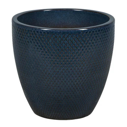 Jardin confort:Pot rond en grès émaillé bleu océan Passion for Pottery Busan - Ø 29 x H 27 cm