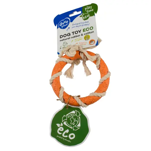 Espace vert sélection：Jouet pour chien en corde et caoutchouc coloris multicolore bague Duvoplus - 12,5 x 12,5 x 3,2 cm