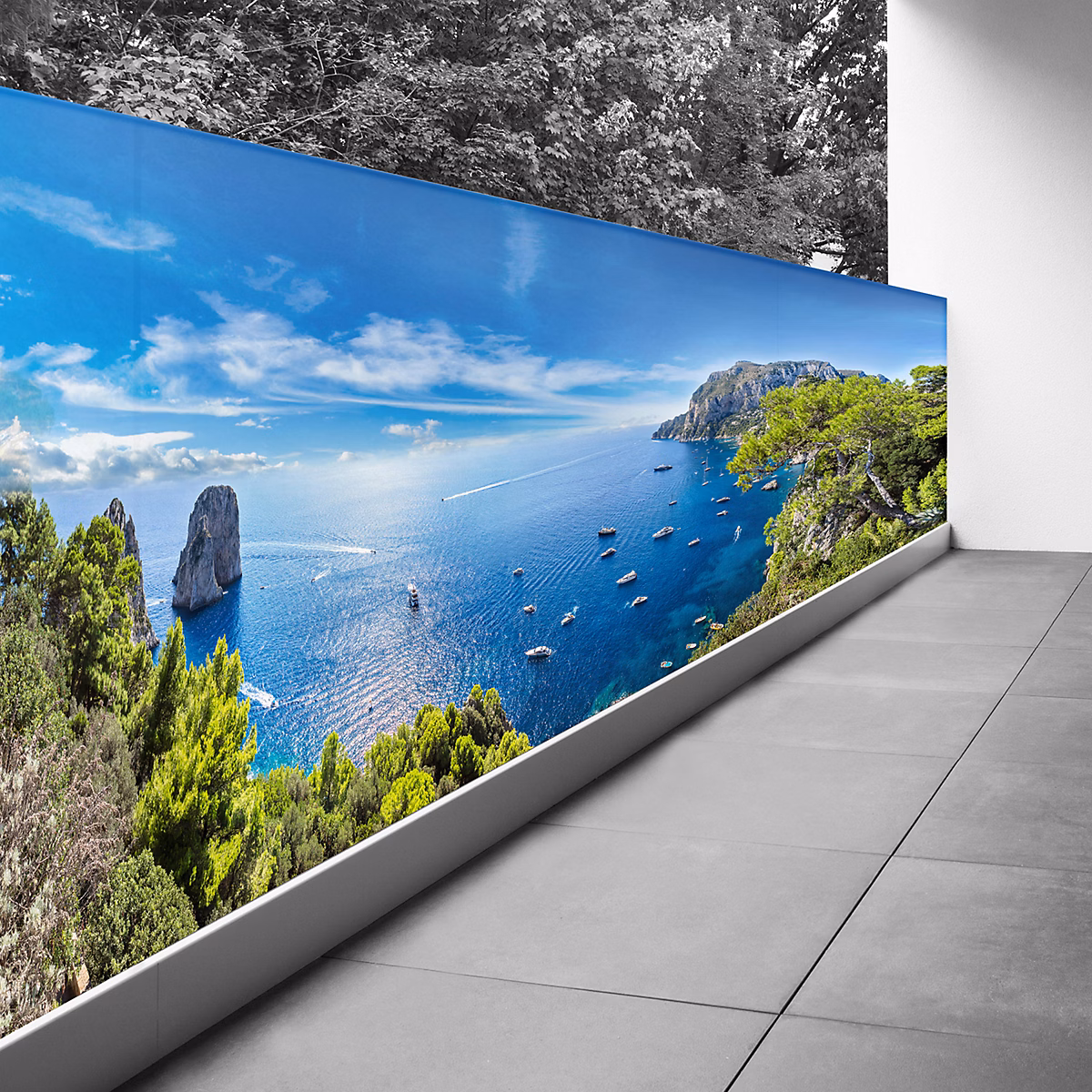 Brise vue Trompe l'oeil – 110 × 275 cm | Vue mer 3617689694245