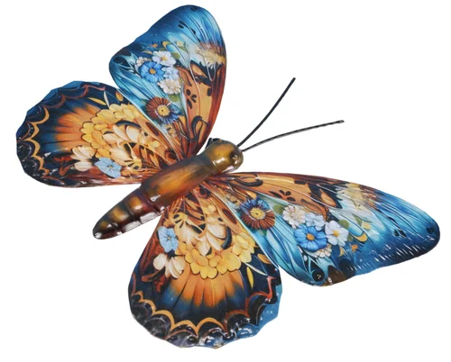 À avoir pour l’extérieur：Papillon en métal multicolore Riviera décor A moyen modèle - 36 cm