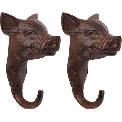 Lot de 2 crochets en fonte (Cochon)