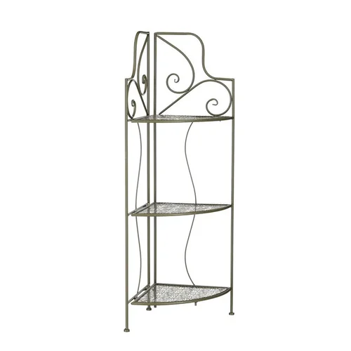 Votre jardin：Sellette d'angle pliable en fer vert à 3 étages Tierra - 111 x 32 x 32 cm