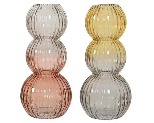 Choix nature：Vase en verre multicolore forme 3 bulles - Ø 15 x H 33 cm