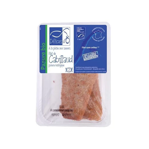 Choix jardin：2 filets de cabillaud MSC panure bio Delicdo - 200 g