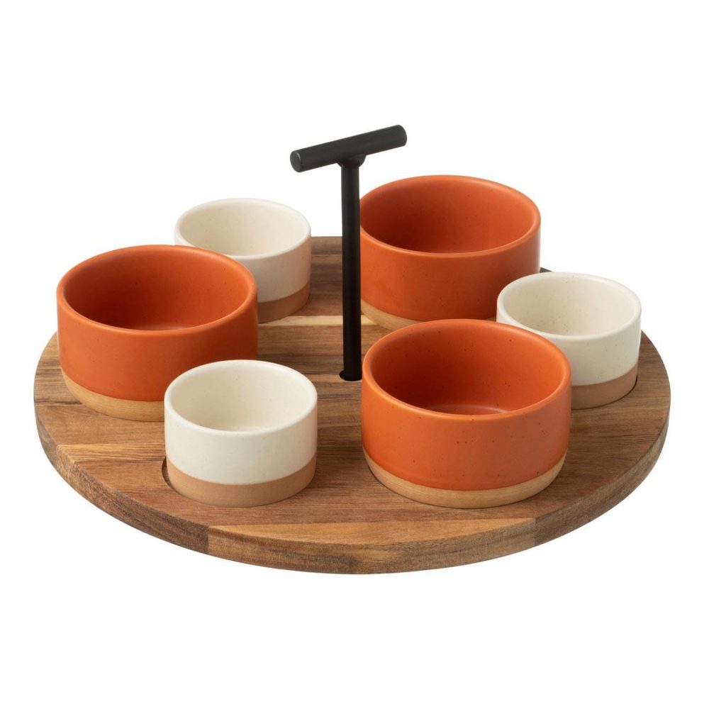 J-LINE Service apéritif 7 pièces avery 29cm orange & blanc