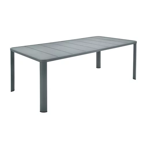 Pour tous les jours：Table Oleron en aluminium coloris Gris orage de 205 x 100 x 74 cm