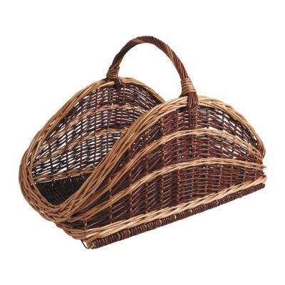 Panier à bûches en osier brut et buff