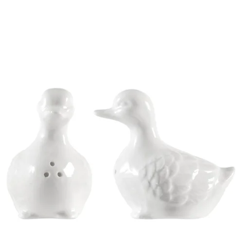 Pour organiser vos extérieurs：Salière en porcelaine blanche forme Canard - 8 x 5 x 9 cm