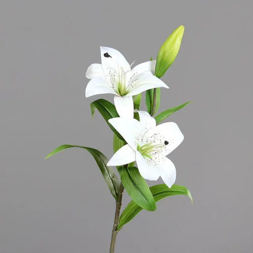 Pour vos moments au jardin:Lys artificiel avec 2 fleurs crème - 75 cm